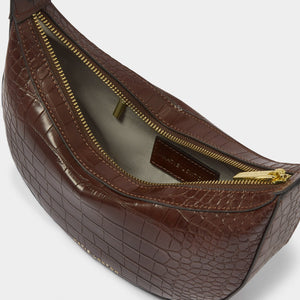 Katie Loxton Marni Faux Croc Small Shoulder Bag | Chocolate