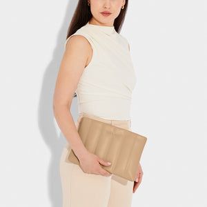 Katie Loxton Kendra Quilted Clutch | Soft Tan