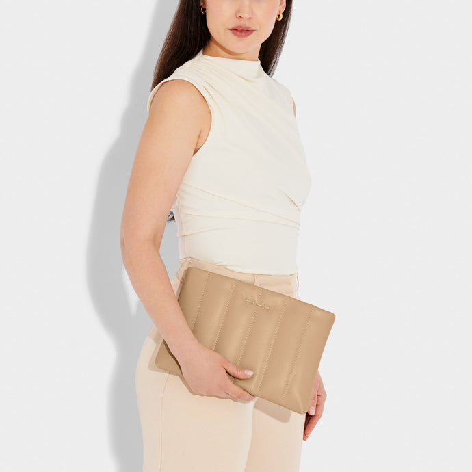 Katie Loxton Kendra Quilted Clutch | Soft Tan