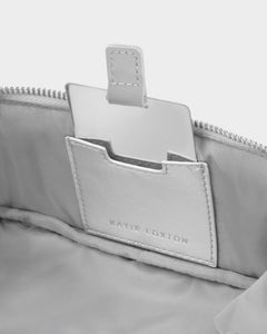Katie Loxton Fold-Out Make Up Bag | Silver Patent Crackle