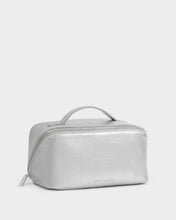 Load image into Gallery viewer, Katie Loxton Medium Fold-Out Makeup &amp; Toiletry Bag | Silver Patent Crackle