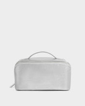 Load image into Gallery viewer, Katie Loxton Medium Fold-Out Makeup &amp; Toiletry Bag | Silver Patent Crackle