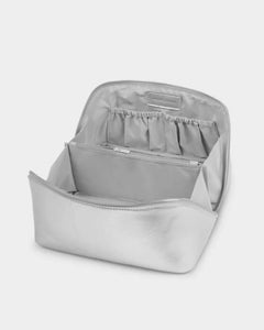 Katie Loxton Large Fold-Out Makeup & Toiletry Bag | Silver Patent Crackle