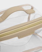 Load image into Gallery viewer, Katie Loxton Medium Clear Fold-Out Makeup &amp; Toiletry Bag | Light Taupe