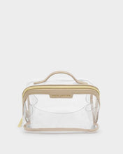 Load image into Gallery viewer, Katie Loxton Medium Clear Fold-Out Makeup &amp; Toiletry Bag | Light Taupe