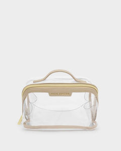 Katie Loxton Medium Clear Fold-Out Makeup & Toiletry Bag | Light Taupe