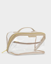 Load image into Gallery viewer, Katie Loxton Large Clear Fold-Out Makeup &amp; Toiletry Bag | Light Taupe