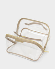 Load image into Gallery viewer, Katie Loxton Large Clear Fold-Out Makeup &amp; Toiletry Bag | Light Taupe