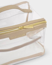 Load image into Gallery viewer, Katie Loxton Large Clear Fold-Out Makeup &amp; Toiletry Bag | Light Taupe