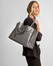 Load image into Gallery viewer, Katie Loxton Maddie Work Tote Bag | Grey Faux Croc