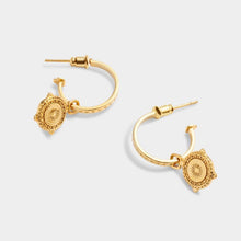 Load image into Gallery viewer, Katie Loxton Happiness | Antique Coin Hoop Earrings | Gold Coated