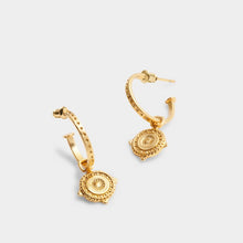 Load image into Gallery viewer, Katie Loxton Happiness | Antique Coin Hoop Earrings | Gold Coated