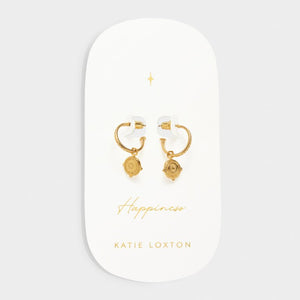 Katie Loxton Happiness | Antique Coin Hoop Earrings | Gold Coated