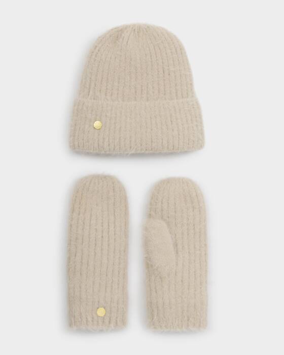 Katie Loxton Gift Boxed Hat And Mitten Set | Taupe