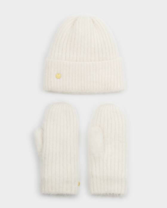 Katie Loxton Gift Boxed Hat And Mitten Set | White