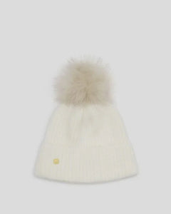 Katie Loxton Knitted Pom Pom Hat | White