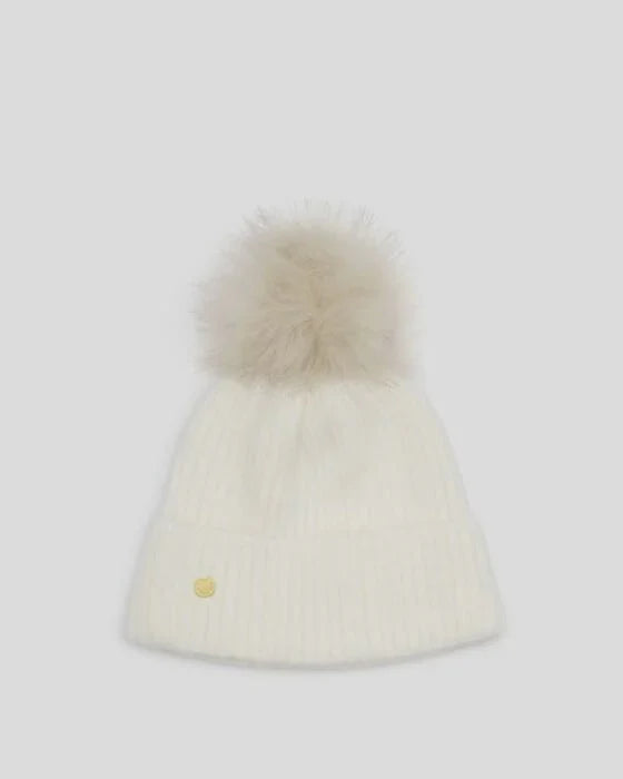 Katie Loxton Knitted Pom Pom Hat | White