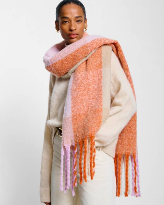 Katie Loxton Tassel Scarf | Lilac & Orange Mix