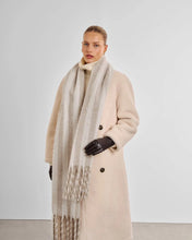 Load image into Gallery viewer, Katie Loxton Recycled Striped Tassel Scarf | Off White &amp; Sand