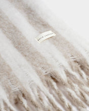 Load image into Gallery viewer, Katie Loxton Recycled Striped Tassel Scarf | Off White &amp; Sand