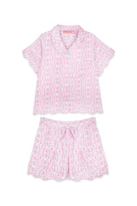 Brooks Avenue Scalloped Pajama Short Set | Light Pink Chintz