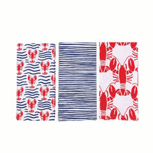 Load image into Gallery viewer, rockflowerpaper Lobster Waves Cotton Kitchen Towel Set