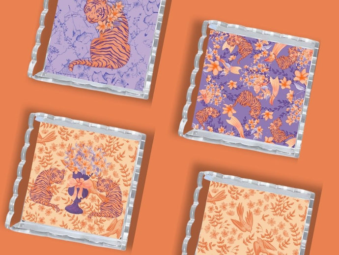 Clemson Acrylic Scalloped Tray