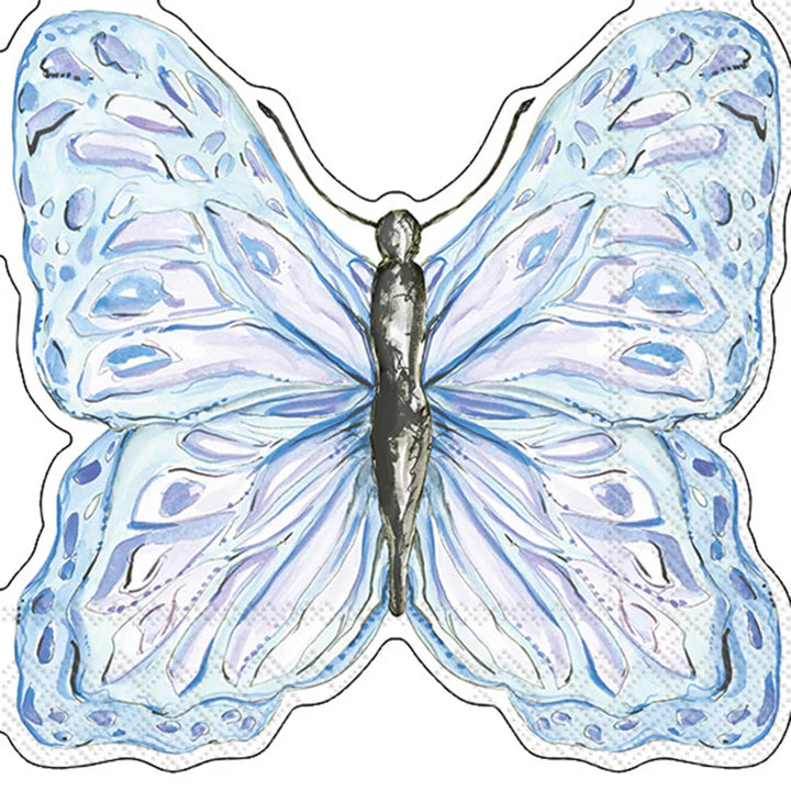 Butterfly Blue Shaped Lunch Napkins