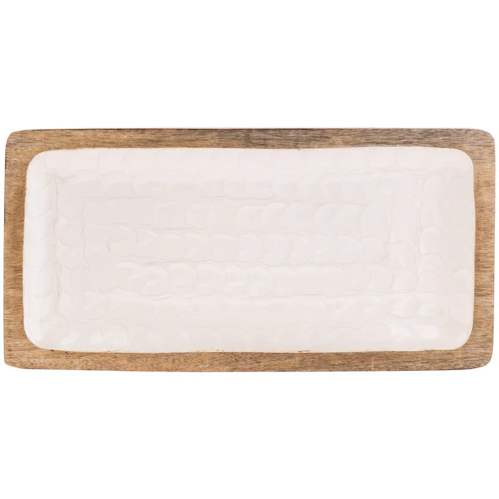 Mother of Pearl Wood Rectangular Tray | Medium