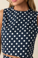 Load image into Gallery viewer, Prosperina Ellie Crop Top | Navy Polka Dot