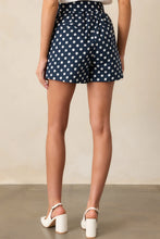Load image into Gallery viewer, Prosperina Colleen Classic Belted Shorts |  Navy Polka Dot
