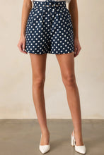 Load image into Gallery viewer, Prosperina Colleen Classic Belted Shorts |  Navy Polka Dot