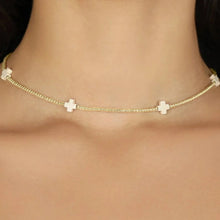 Load image into Gallery viewer, enewton - 15" Choker Beaded - Signature Cross 2mm Gold - Off White