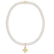 enewton Classic Pearl 3mm Bead Bracelet - Signature Cross Gold Charm