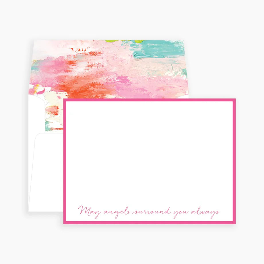 Anne Neilson May Angels Surround You Always Notecards | Pink
