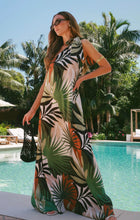 Load image into Gallery viewer, Show Me Your MUMU Jackie Maxi Dress | Caribbean Palms Luxe Satin