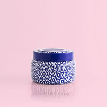 Load image into Gallery viewer, Volcano Blue Signature Printed Travel Tin Candle
