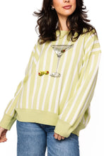 Load image into Gallery viewer, Queen of Sparkles Olive Green &amp; White Stripe Martini Sweater