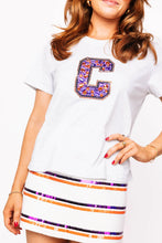 Load image into Gallery viewer, Queen of Sparkles Clemson &#39;C&#39; Grey with Multi Jewel Letter Tee