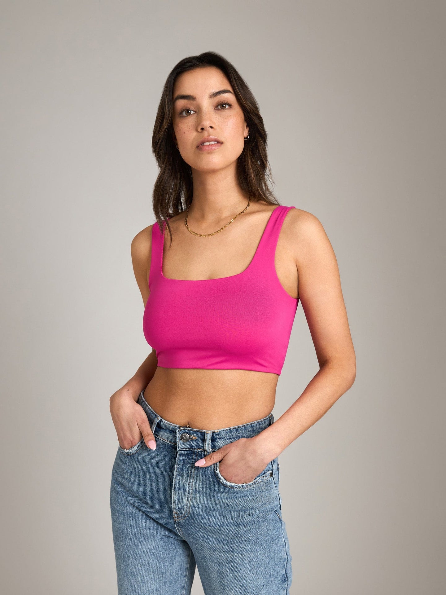 Catherina Crop Tank | Super Pink