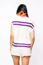 Load image into Gallery viewer, Queen of Sparkles Purple &amp; Orange Clemson Striped Short Sleeve Top