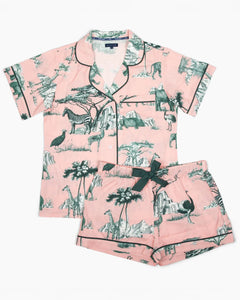 Katie Kime Safari Toile Pajama Shorts Set