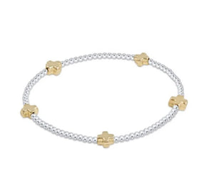 enewton Signature Cross Small Sterling Mixed Metal Pattern 2mm Bead Bracelet - Gold