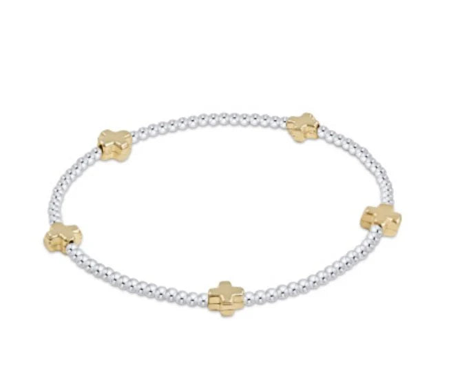 enewton Signature Cross Small Sterling Mixed Metal Pattern 2mm Bead Bracelet - Gold