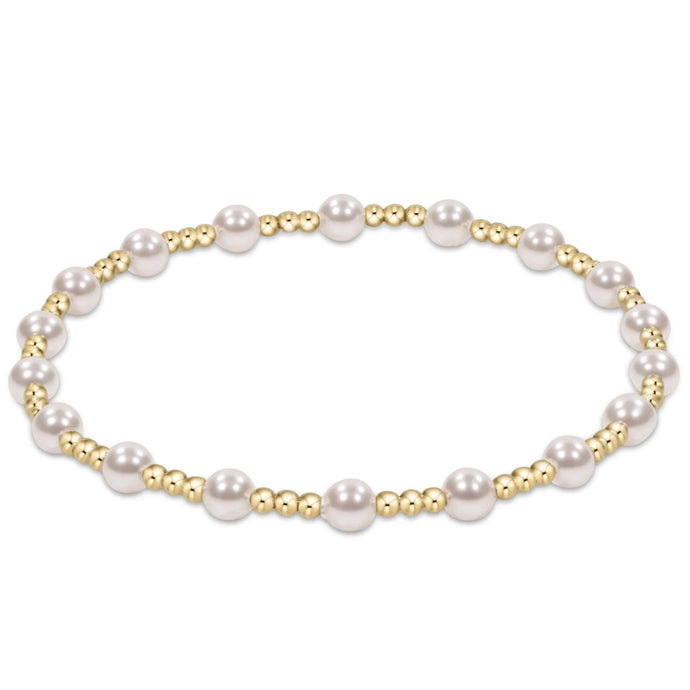 enewton Classic Gold Sincerity Pattern 4mm Bead Bracelet - Pearl