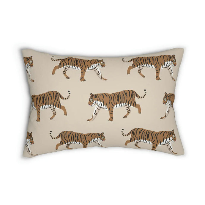 Tiger Pattern Tan Lumbar Pillow
