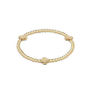 enewton Signature Cross Gold Pattern 3mm Bead Bracelet - Gold