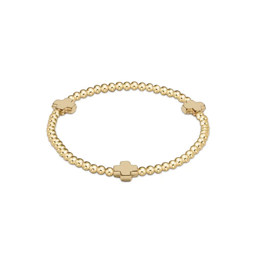 enewton Signature Cross Gold Pattern 3mm Bead Bracelet - Gold