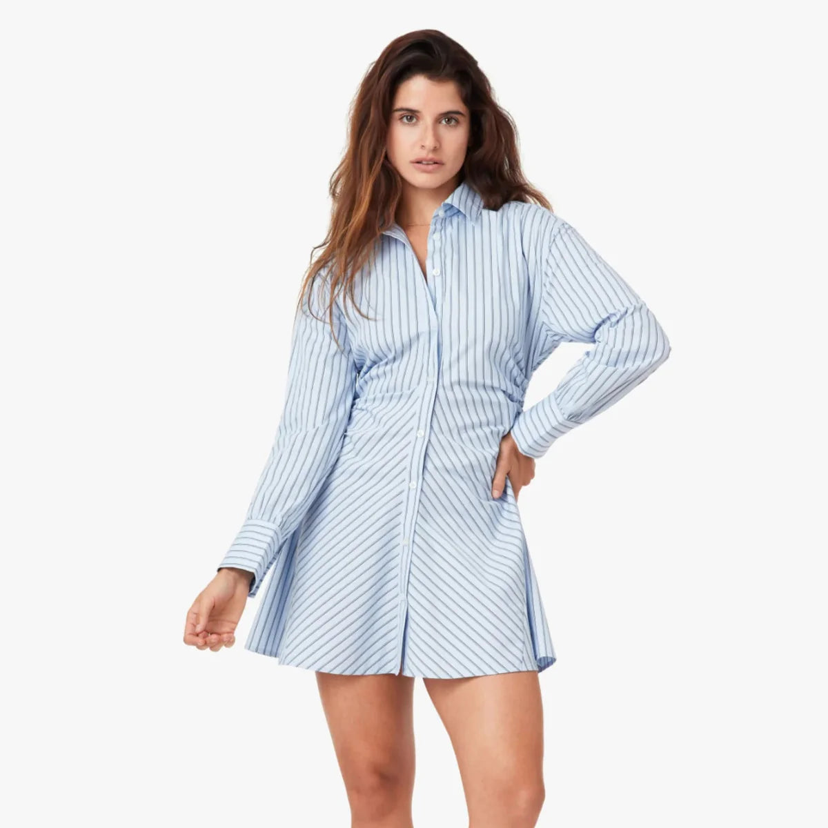 Striped Mini Shirt Dress Striped Mini Shirt Dress