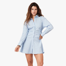 Load image into Gallery viewer, Habitual Stripe Mini Shirt Dress | Blue and Salute Stripe